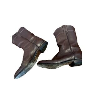 VTG Justin Roper Cowboy Boots Mens 10.5A Narrow Brown Leather Western USA‎ 3404